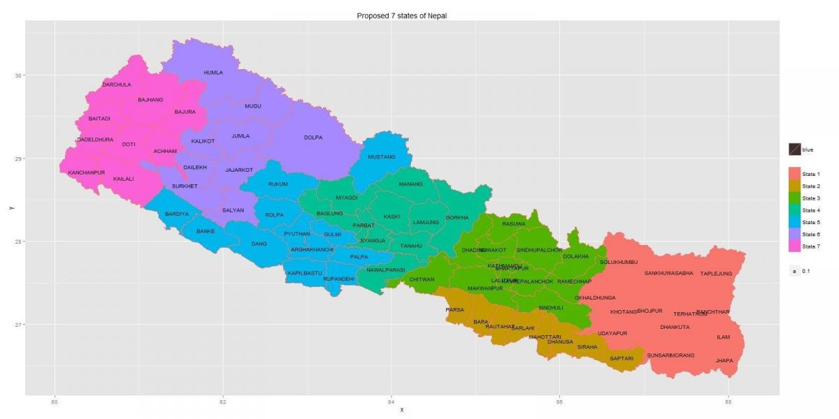 નકશો ફેડરલ સ્ટેટ ઓફ નેપાળ