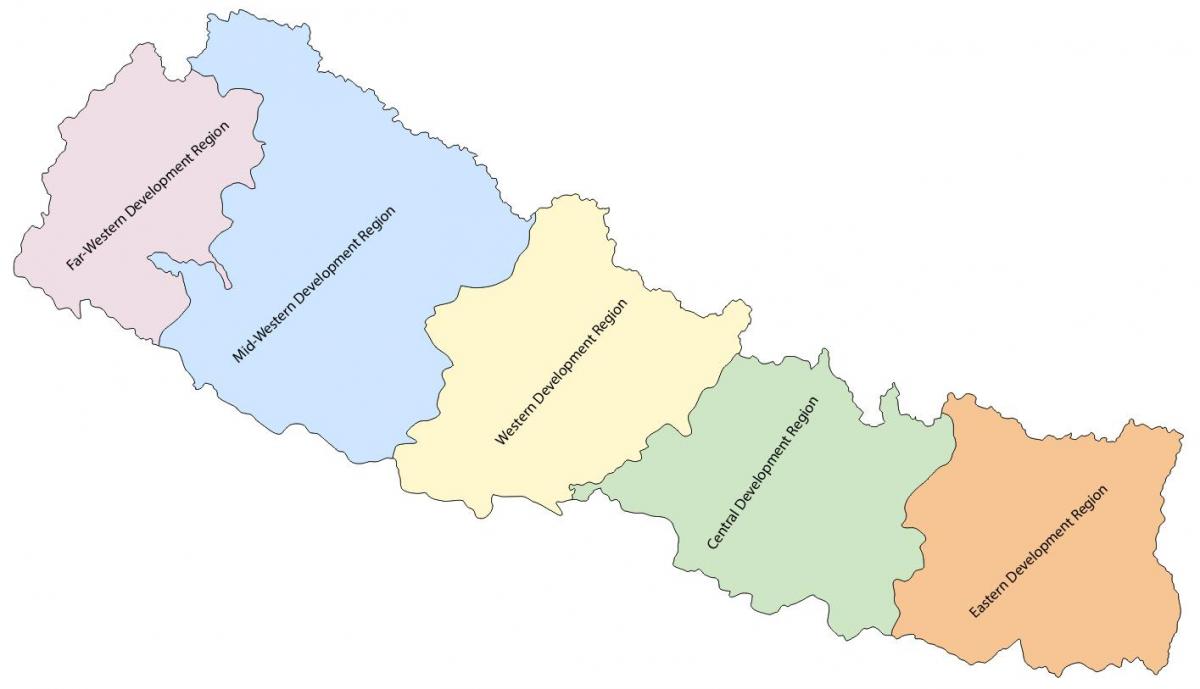 નકશો નેપાળ સાથે પાંચ વિકાસ પ્રદેશ