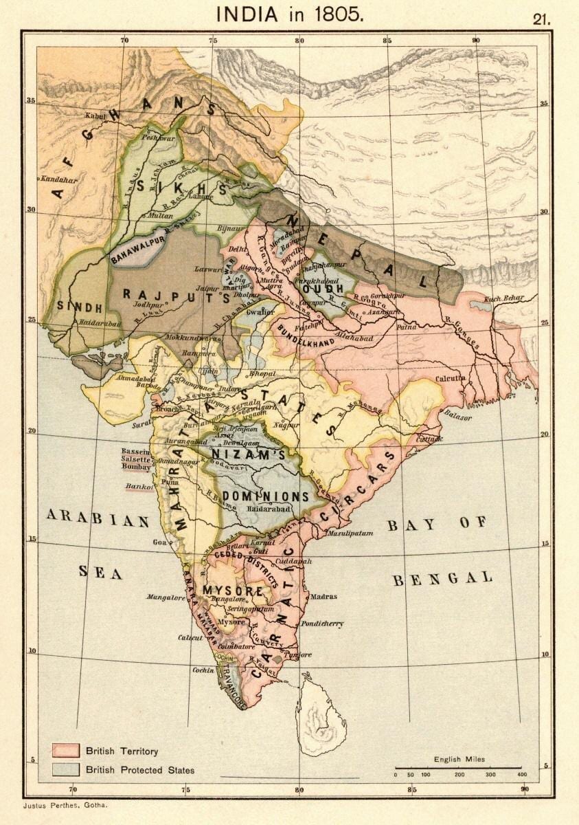 નકશો નેપાળ પહેલાં 1816