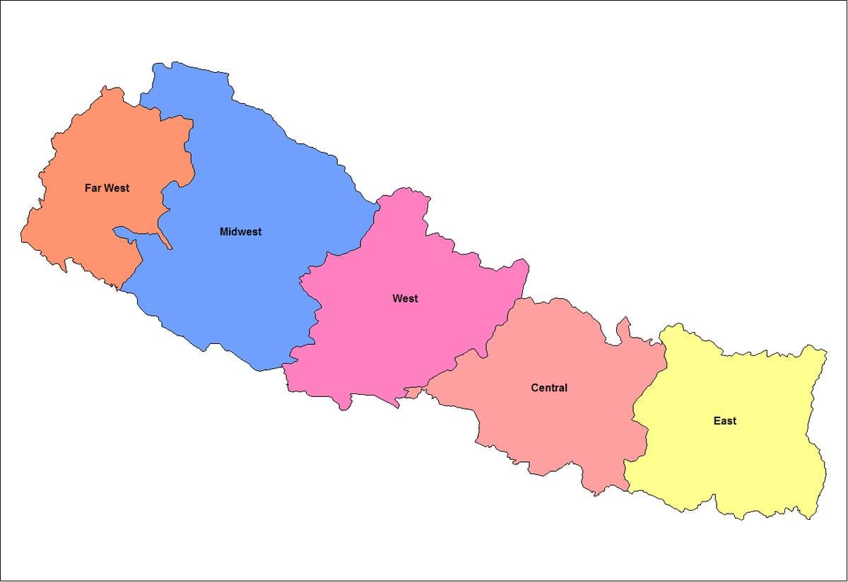 નકશો પૂર્વીય વિકાસ પ્રદેશ નેપાળ