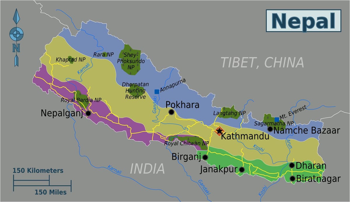 ભૌગોલિક નકશો નેપાળ