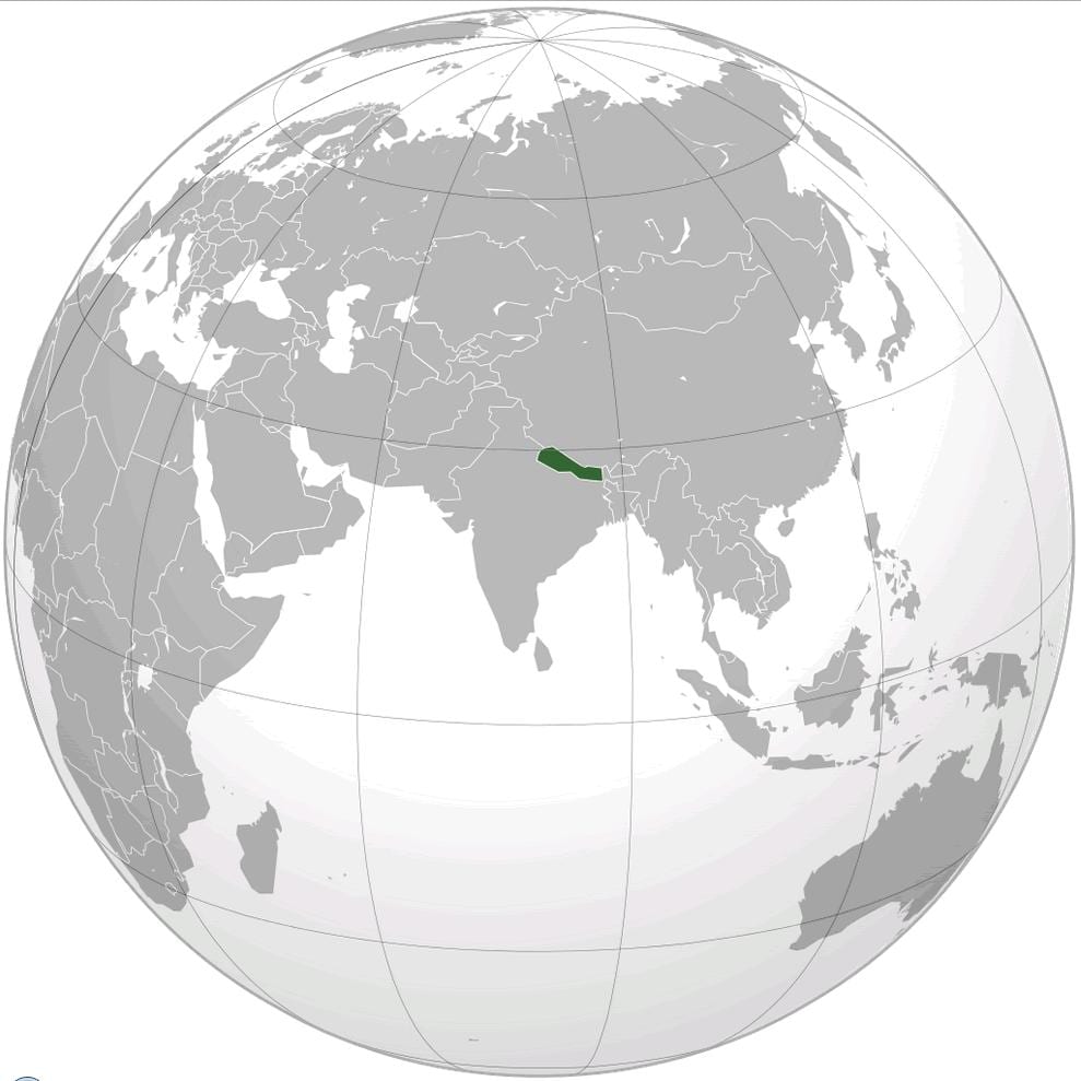 નકશો પૃથ્વી નેપાળ