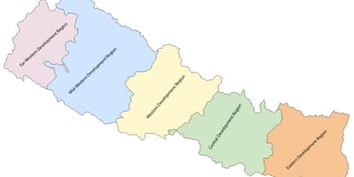 નકશો નેપાળ સાથે પાંચ વિકાસ પ્રદેશ