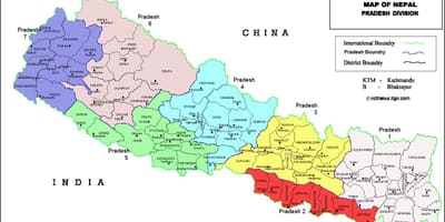 7 પ્રદેશ નેપાળ નકશો