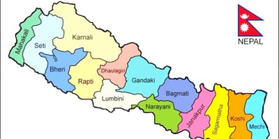 રાજકીય નકશો નેપાળ સાથે તમામ જિલ્લાઓમાં