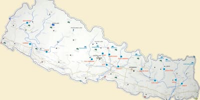 નકશો નેપાળ દર્શાવે નદીઓ