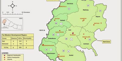 નકશો પશ્ચિમી નેપાળ